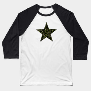 Leopard Print Star in Green, Black and Light Pink Baseball T-Shirt